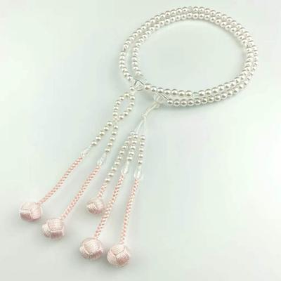 Myorenka Soka Gakkai Prayer Beads, SGI Prayer Beads for Women, Medium, PC Pearl, Acrylic Crystal, Two-Color Temari Tassel (White Pearl)