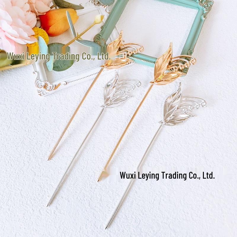 Plain Embryo Alloy Hairpin with Big Leaf Design and Electrophoretic Color Retention