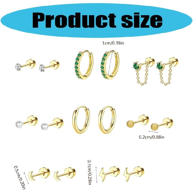 Stainless Steel Threaded Ear Studs For Piercing Fade Resistant Material Easy Maintenance Secure Fit Day Night Wear