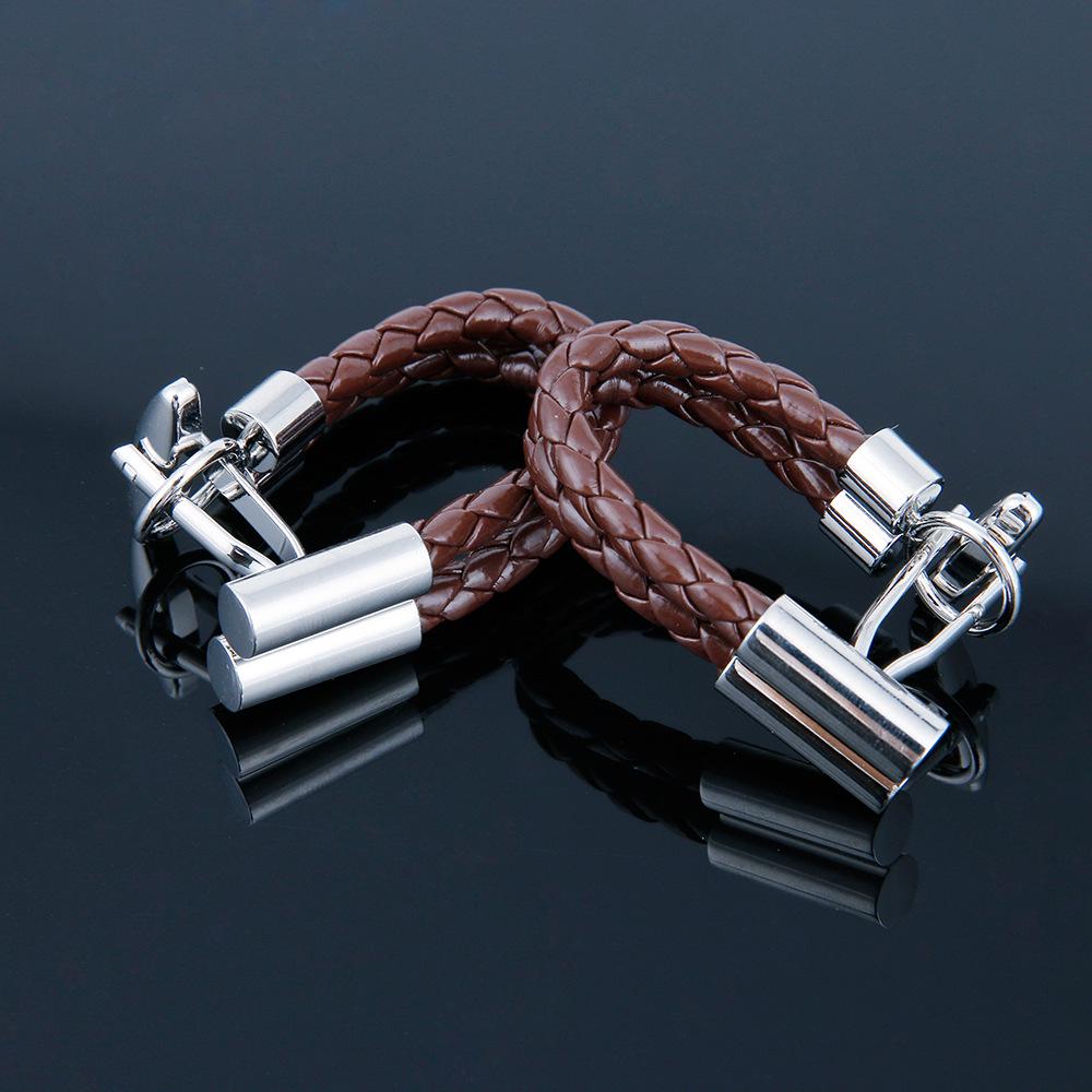 Braided Leather Rope Men's Cufflinks - Simple French Style, High-Quality, Limited Stock