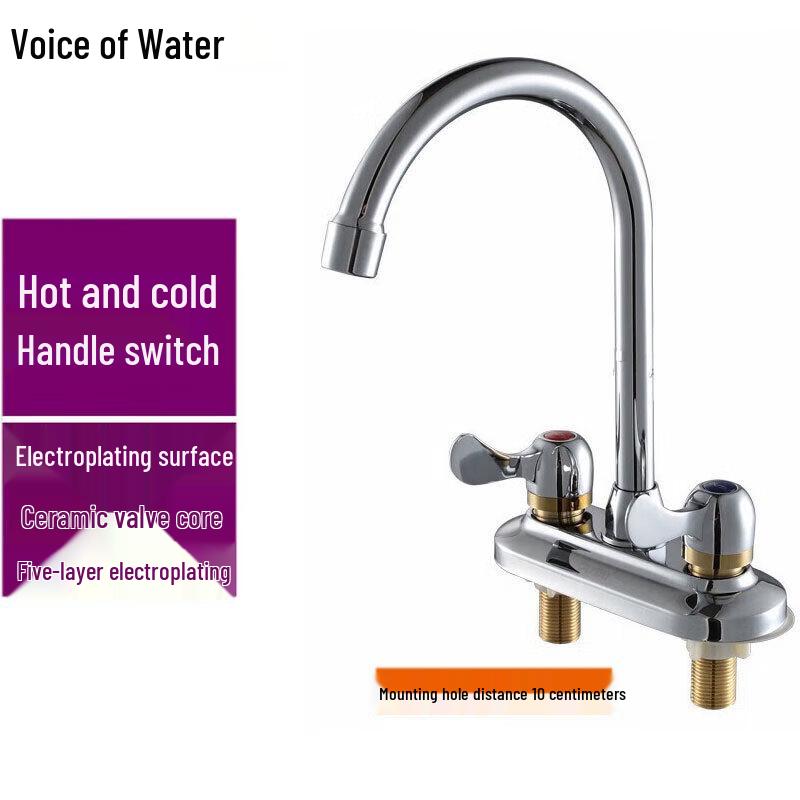Water Sound Dual-Handle Deck Mounted Hot & Cold Basin Faucet