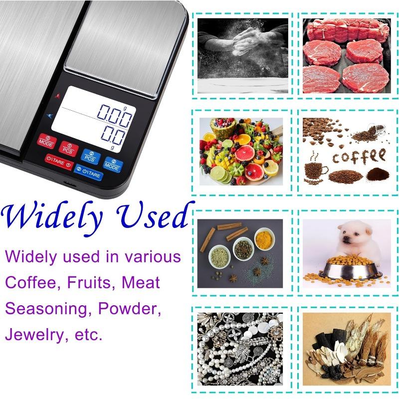 Stainless Steel Dual Platform Digital Kitchen and Food Scale, with Two Precision 1g/0.05oz & 0.01g/0.0005oz, Max Capacity 22lb/10kg, Tare Function