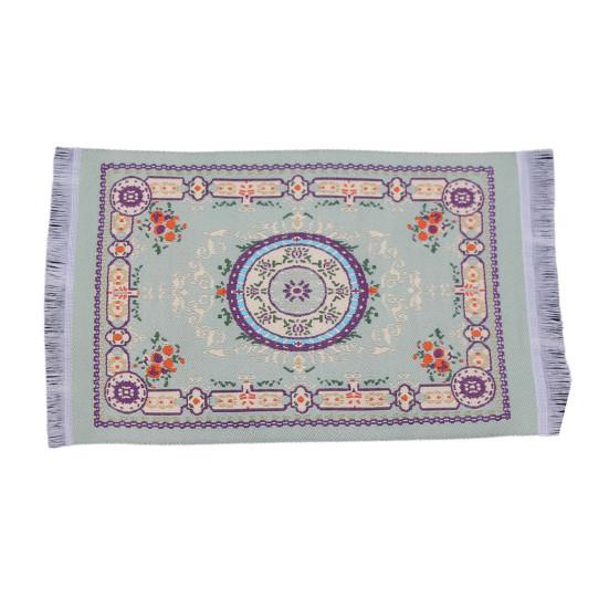 Dollhouse Carpet Floral Pattern Miniature Floor Rug with Tassel Decoration for Play House Decoration