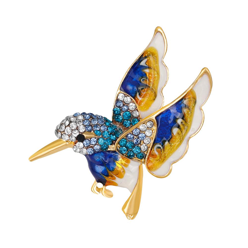 Lovely Flying Hummingbird Brooch Lady Multicolor Sparkling Crystals Animal Breastpin Pin Christmas Gift