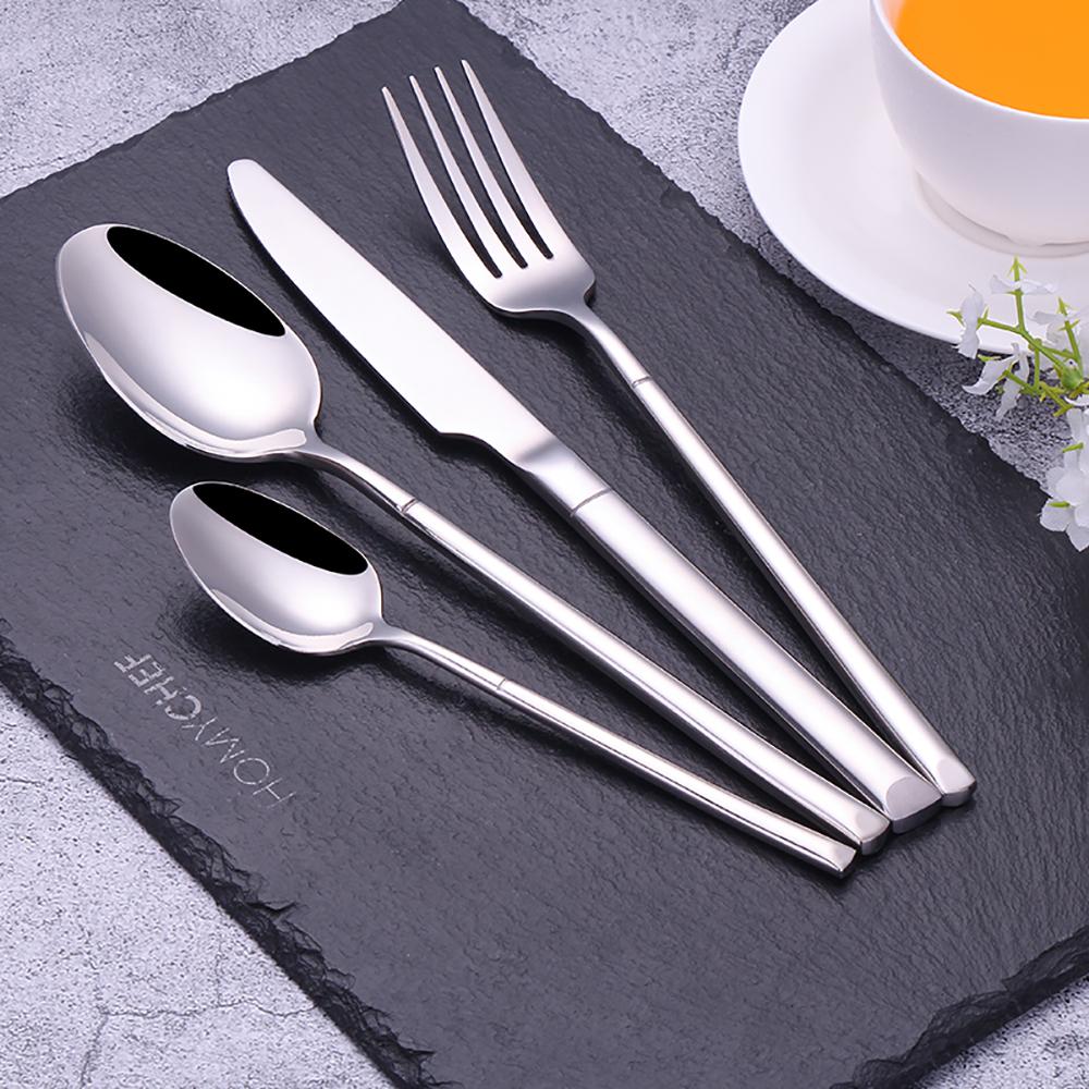 20/24/28 Pieces Sliver Tableware Stainless Steel Western Cutlery Sliverware Mirror Dinner Set Knife Spoon Fork Kitchen Utensils