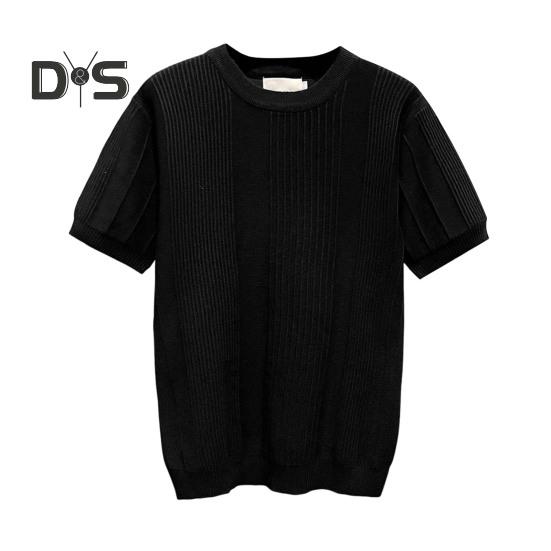 Letní spodní tričko Pletené Pruhované Krátký rukáv Pružné Jednobarevné Kulatý výstřih Denní top Pulovr Cvičební Gym tričko