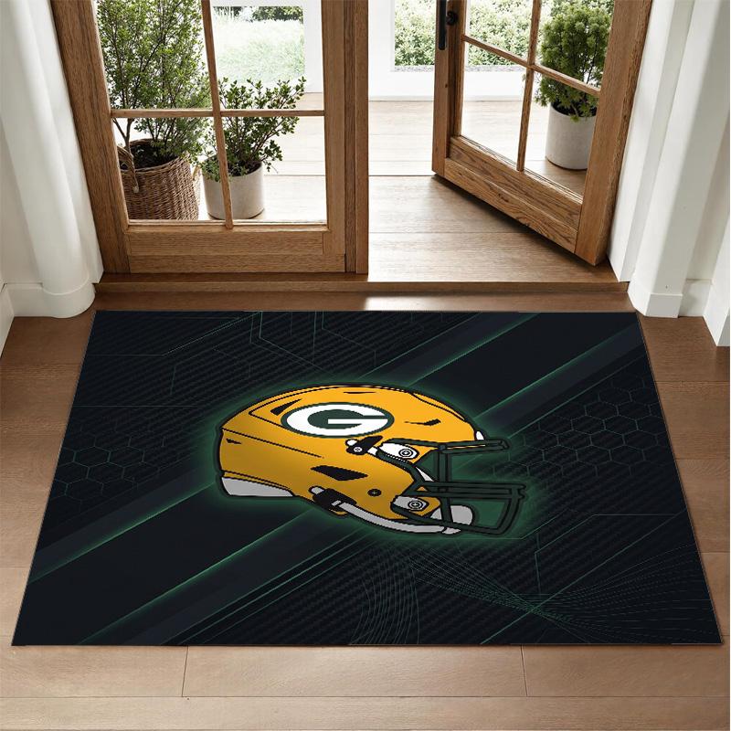 Green Bay Packers Design Crystal Velvet Rug Soft Decorative Mat for Bedroom Entrance