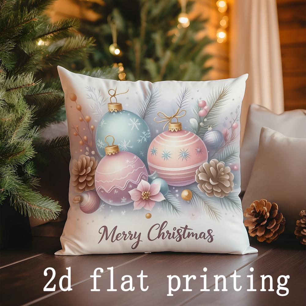 Home Decor Christmas-themed Deer & Snowman Pillow Covers Pattern Cushion Cover Suitable for Sofa Bedroom Car Pillow Cover