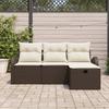 Ensemble de 4 pièces de canapé de jardin avec coussins en rotin poly marron, Canapé de jardin 2 places avec rangement 3360379