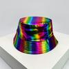 Fisherman Bucket Reflective Visibility High Color Multi Leather PU Faux Women  Men For Neutral Gender Fresh Caps Hats Double Sided Sunshade