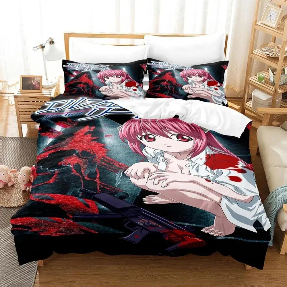 Anime Elfen Lied Bedding Set 3D Duvet Cover Bed Set Quilt Cover Pillowcase Comforter king Queen Size Boys Adult Bedding Set