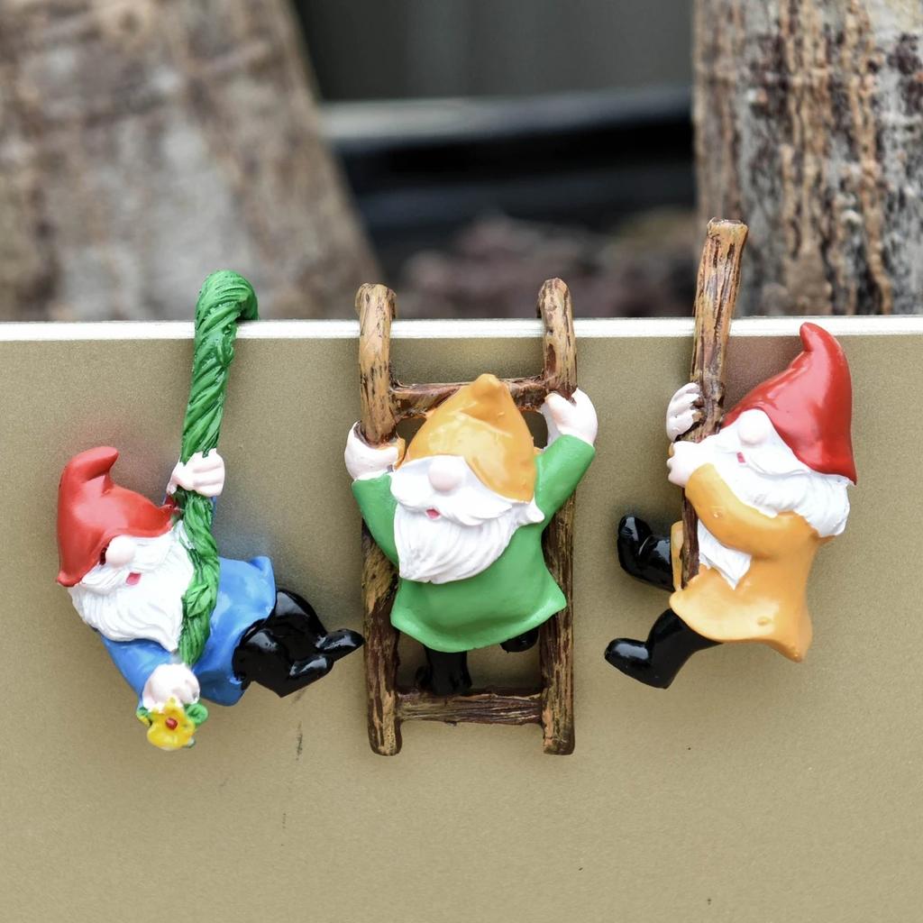 3Pcs: Cute Resin Gnome Pendant for Hanging Cup Flower Pot Home Decor Flower Pot Landscape Decoration Outdoor Garden Decora