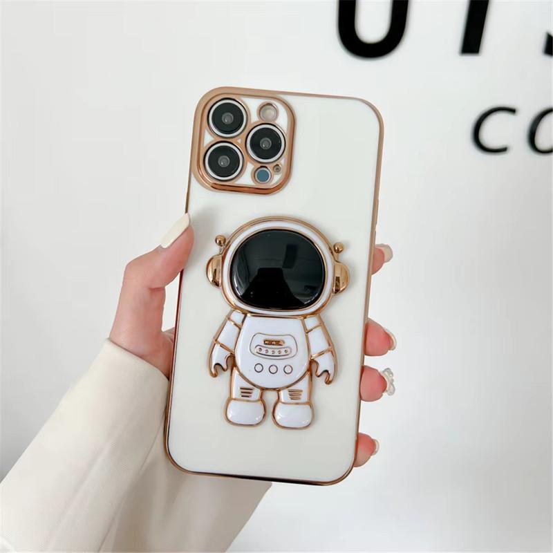 For iPhone 16 15 14 Pro Max Honor 200 X6a X6b X8a X9a Samsung A14 A15 S24 Redmi Note 13 12 3D Astronaut Kickstand Soft Full Lens Protect Phone Case