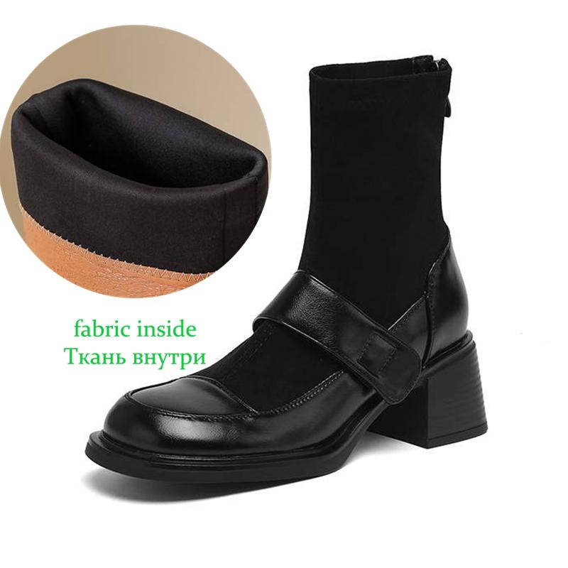 Krazing Pot Microfiber Winter Round Toe Modern Platform Size 33 Boots Size 43 Women Fashion Flock Elastic Ankle Boots