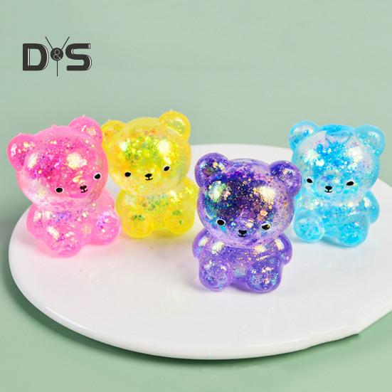 4/8Pcs Squeeze Bear Toys Mini Sequins Bear Figures Squeeze Ball Toy Finger Fidget Sensory Toy for Kids Adults Stress Relief