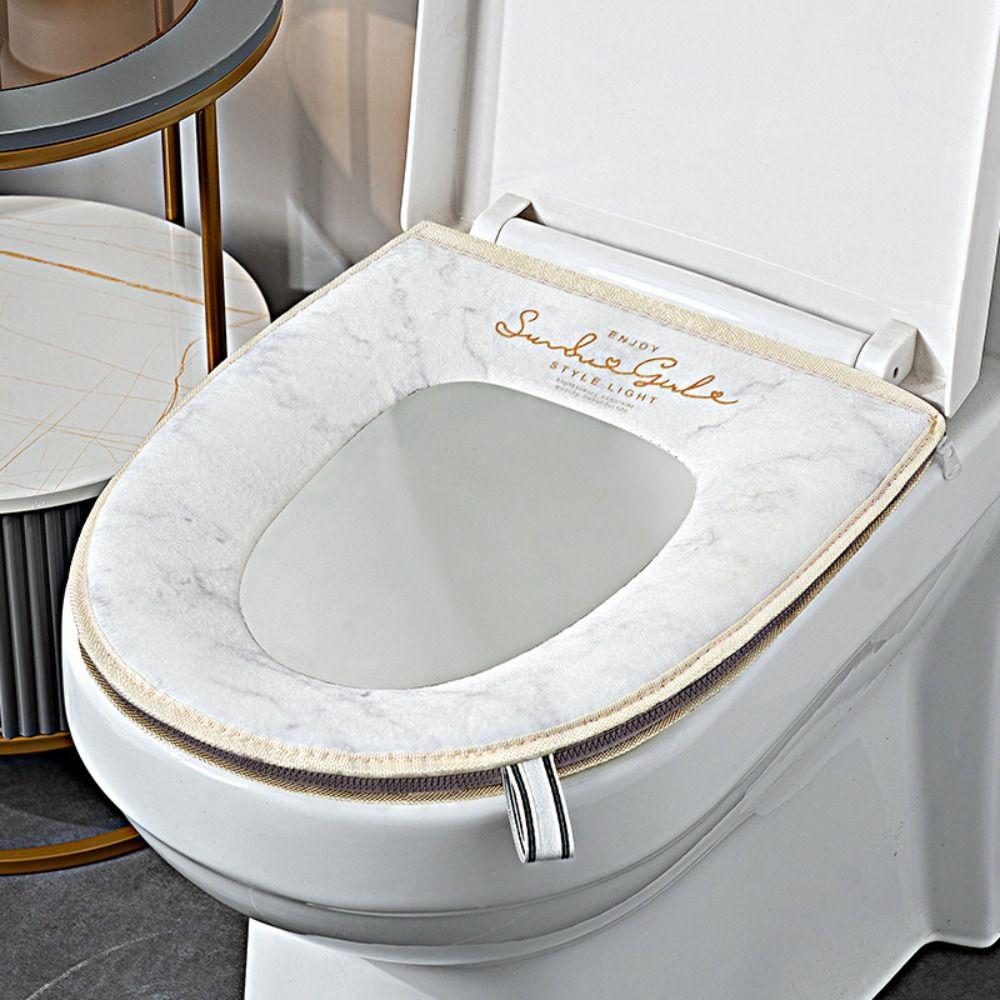 

Waterproof Marble Grain Toilet Seat with Handle Toilet Cover Gasket Toilet Cushion Cover Lavatory чёрный