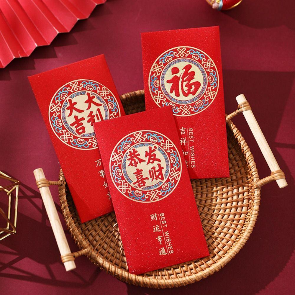 6PCS Chinese Style Luck Money Envelopes Red Pocket Money Pocket  Spring Festival