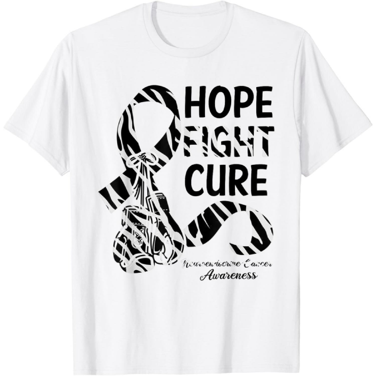 Hope Fight Cure Zebra Ribbon Neuroendocrine Cancer Awareness T-Shirt S
