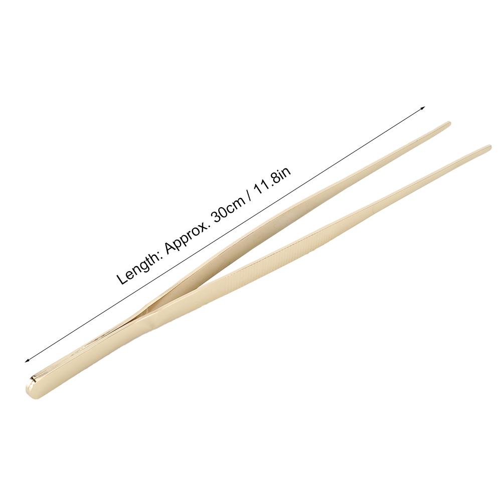 Stainless Steel Kitchen Tweezer Food Clip with Serrated Tip Cooking Tool for Home UseGold