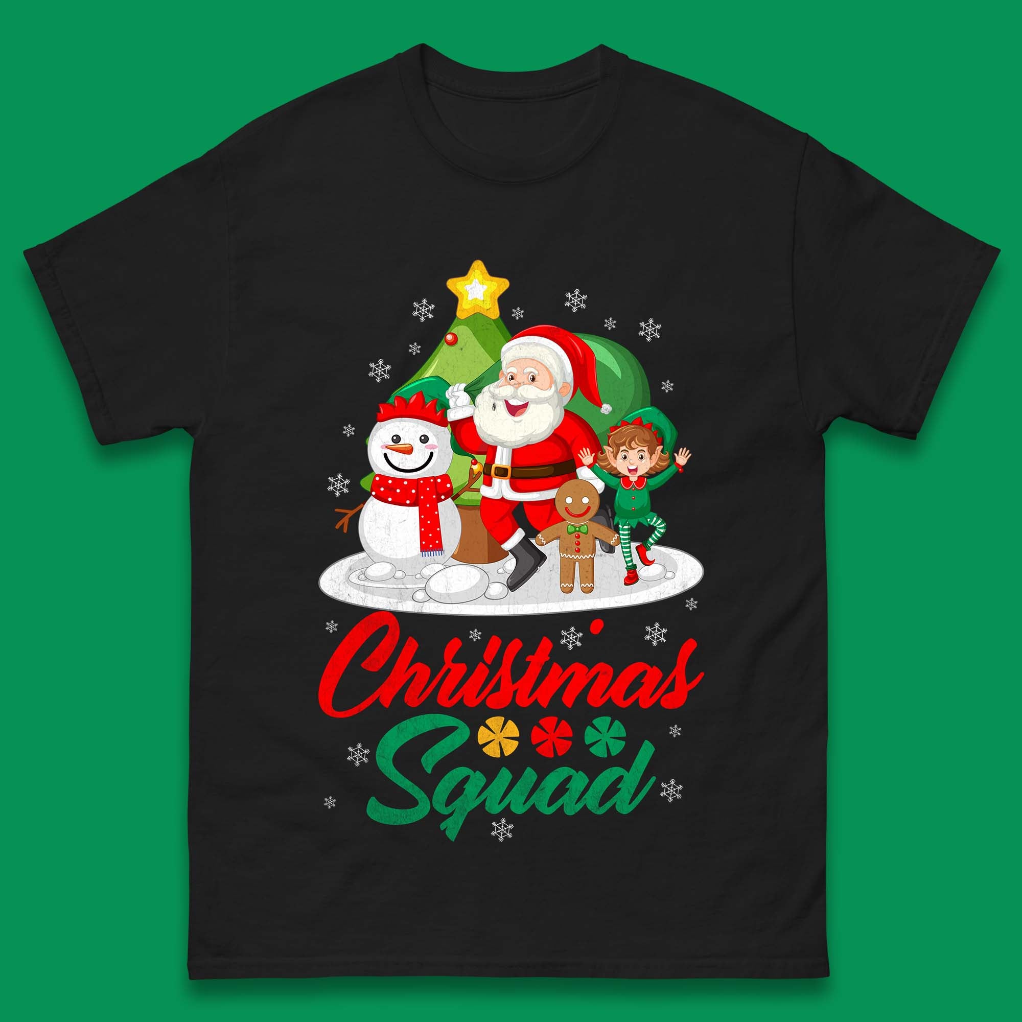 Christmas Squad Mens T Shirt Womens Tops Tees Christmas Santa Claus Snowman Elf Gingerbread Top 2XL