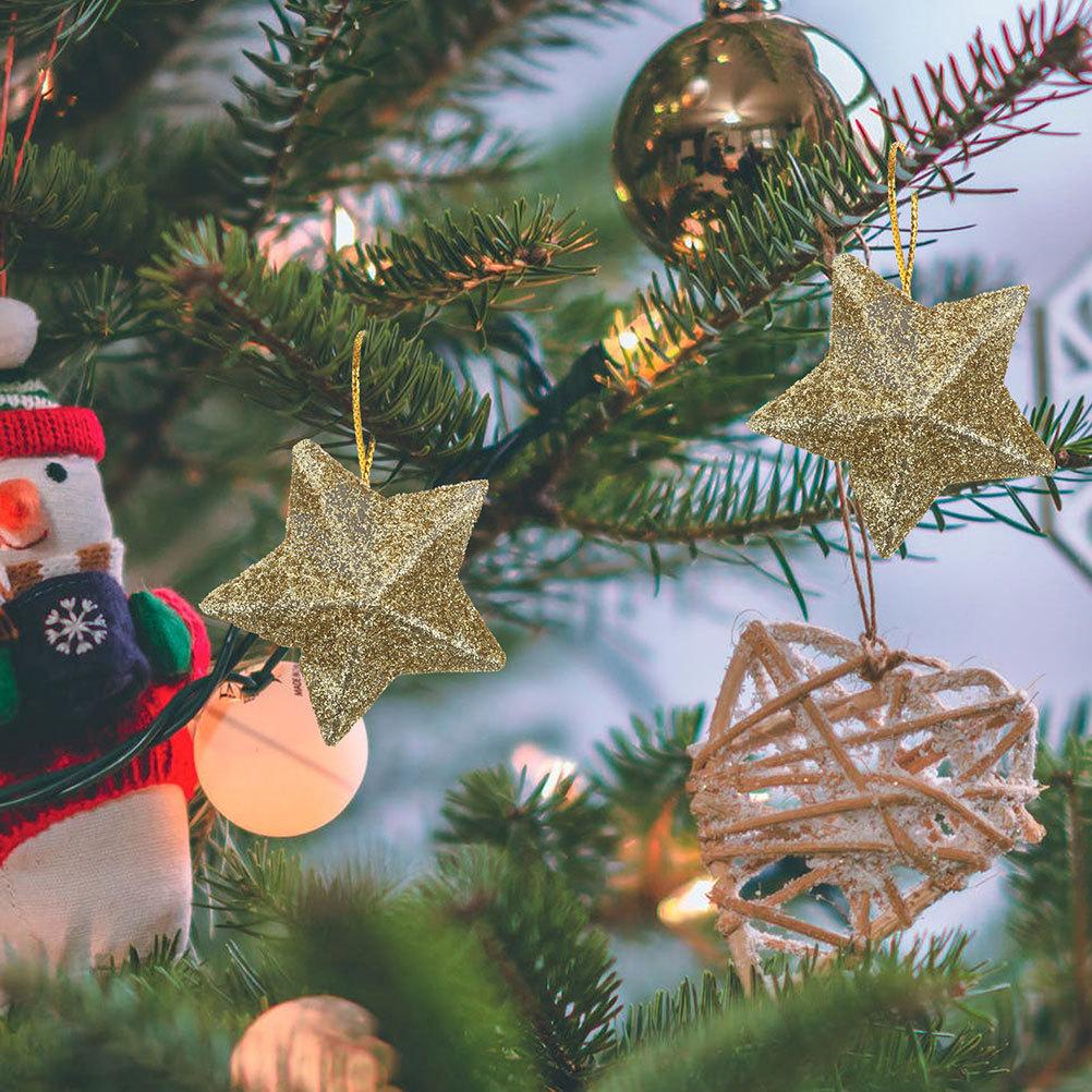 30 Stück Glitzersterne Hängende Ornamente 3D Weihnachtsbaum Dekor Party Szene Layout Weihnachten Anhänger Festliche Dekoration Baum Dekoration