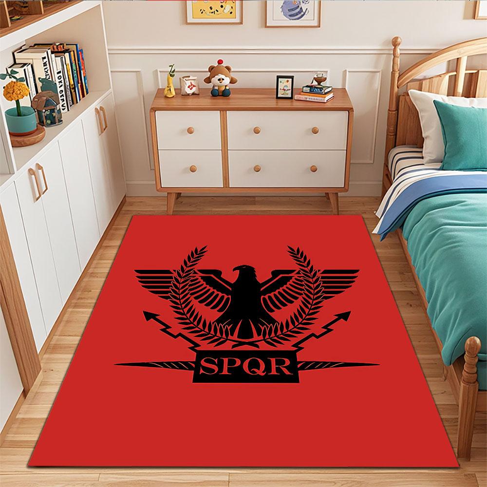 Roman Eagle Emblem with SPQR Design Patterned Carpet, Suitable As a Non Slip Play Mat for the Living Room and Bedroom Sofa