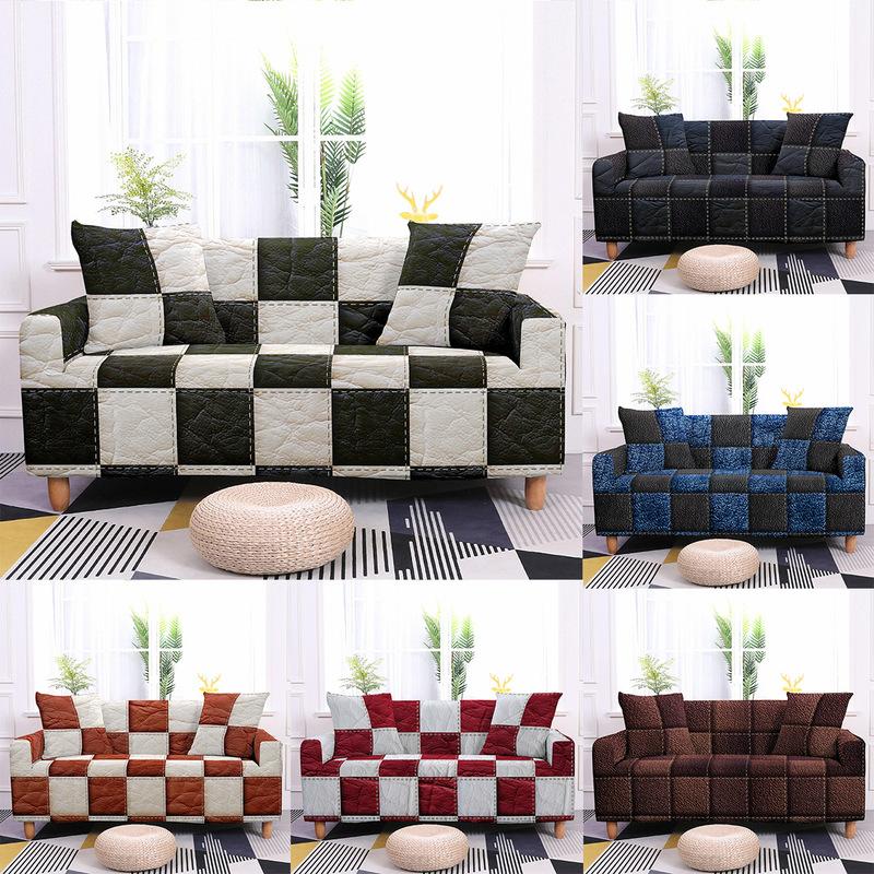 Striped Plaid Printed Couch Cover Sofa Cover For Living Room Elastic L -Shape Anti -Fouling Slipcovers Pets Chaselong Protector