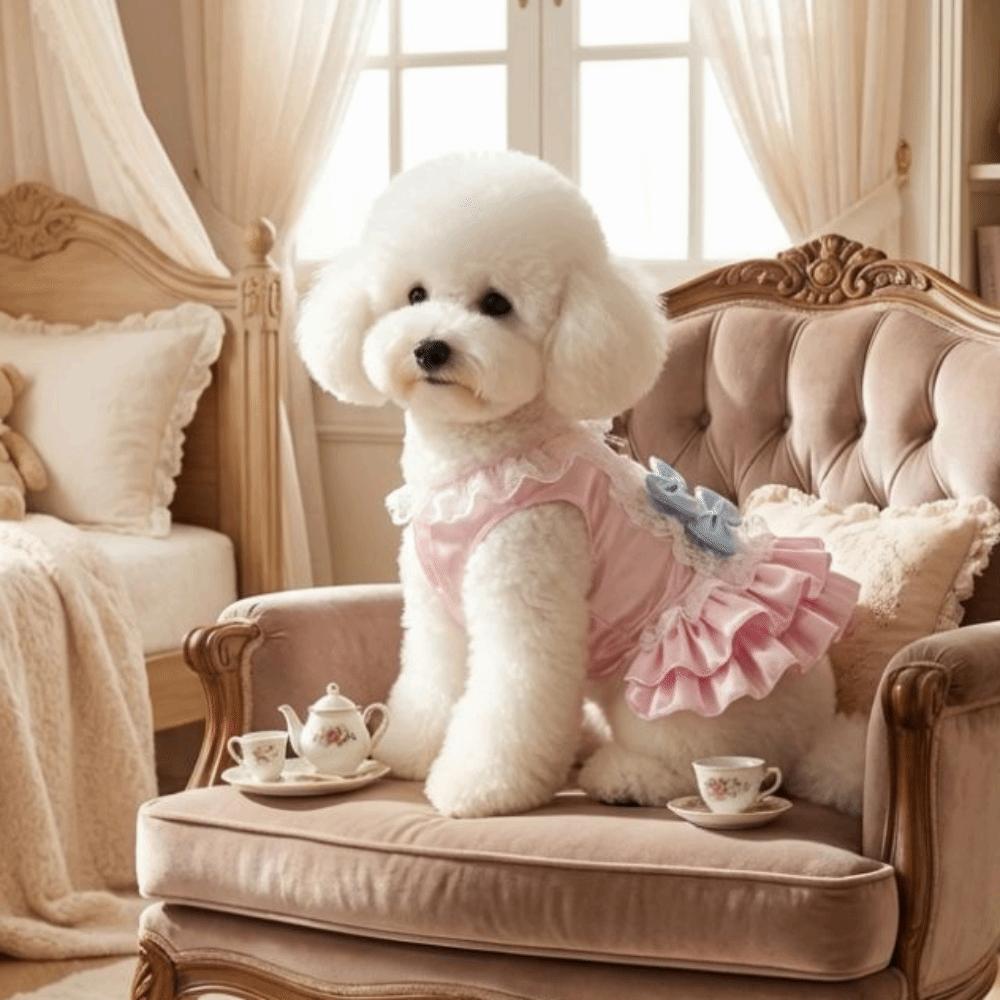 Korean Sweet Dog Princess Dress Lace Strap Dog Puff Skirt Pet Lace Dress  Outdoors Activities