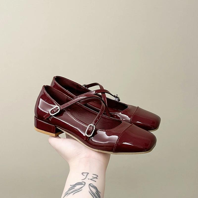 

Весна Осень Женские Туфли Лодочки Мода Мелкие Кристальная Пряжка Дамы Уличный Стиль Вечеринка Туфли Мэри Джейн 35