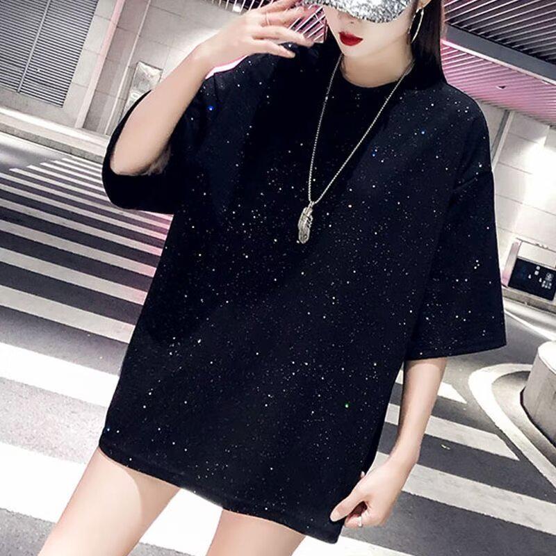 Summer 2025 Starry Sky Baby's Breath Sequin Loose T-Shirt