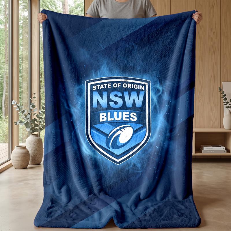 NSW Blues Flannel Fleece Blanket Cozy Warm Throw Blanket For Couch Bed Travel All Season Use