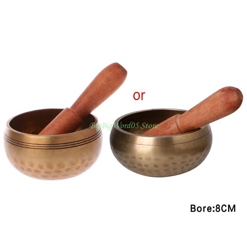 24TE Tibetan Buddhism Singing Bowl Hand Hammered Yoga Copper Meditation Gift бронзовый