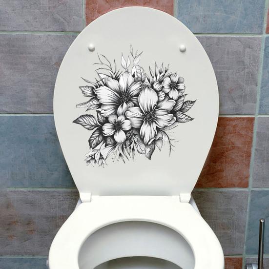 Toilet Sticker Removable Self-adhesive Waterproof PVC Living Room Wall Art Bathroom Toilet Lid Decoration Decal