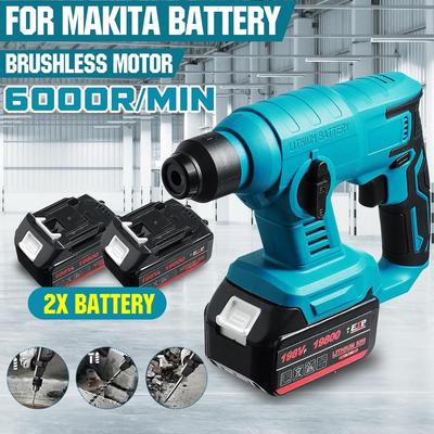 1000W Borstelloze Draadloze Elektrische Hamer Oplaadbare Multifunctionele Klopboormachine Boorhamer Power Tool voor 18V Makita Batterij