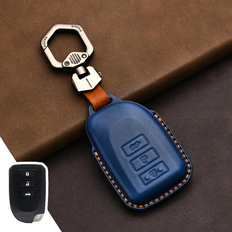 Genuine Leather Protector for Toyota Key Cover Old Prado Land Cruiser Prius Reiz Camry Crown Key Case Cover Fob