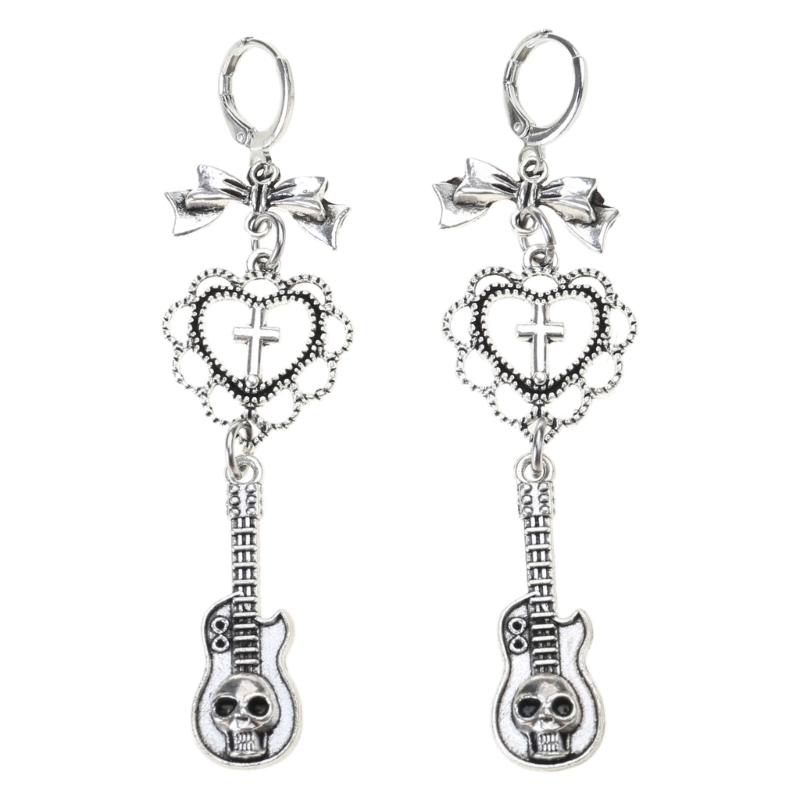 

Модные висячие серьги Панк Сердце Бант Гитара Подвески Серьги Вечерние Украшения 1