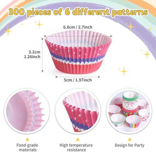 GWHOLE Bakformar, Tillbehörsskålar, Nej. 8, 300 stycken, Lunchlådekoppar, Ca. 35 mm djup, Mikrovågs- och ugnssäker, Engångs, Värmebeständig, Muffins P