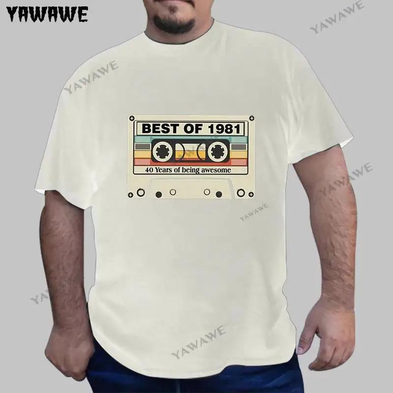 Retro Awesome 1981 Cassette T Shirt Men Cotton Tshirt Vintage Stylish Tee Tops Short Sleeved 41th Birthday Gift classic Tshirt S