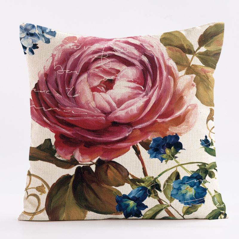 Retro Blumenmuster Kissenbezug mit kurzem Plüschdruck für Wohnzimmer Sofa Dekoration Kissenbezug Kissenbezüge