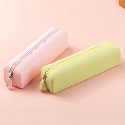 Trousse à Crayons en Silicone Souple Sac à Stylo Créatif à Fermeture Éclair Sac de Rangement Imperméable Grande Capacité Pour Fournitures d'Organisation Scolaire
