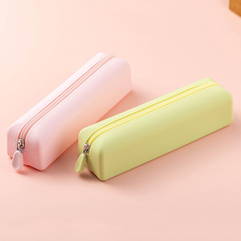 Trousse à Crayons en Silicone Souple Sac à Stylo Créatif à Fermeture Éclair Sac de Rangement Imperméable Grande Capacité Pour Fournitures d'Organisation Scolaire