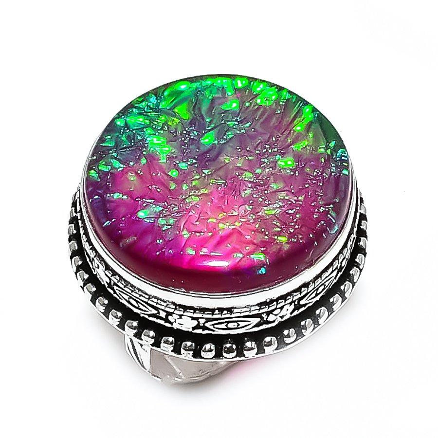 Natural Green Triplet Opal Gemstone Handmade 925 Steling Silver Ring Size 9 U0A31