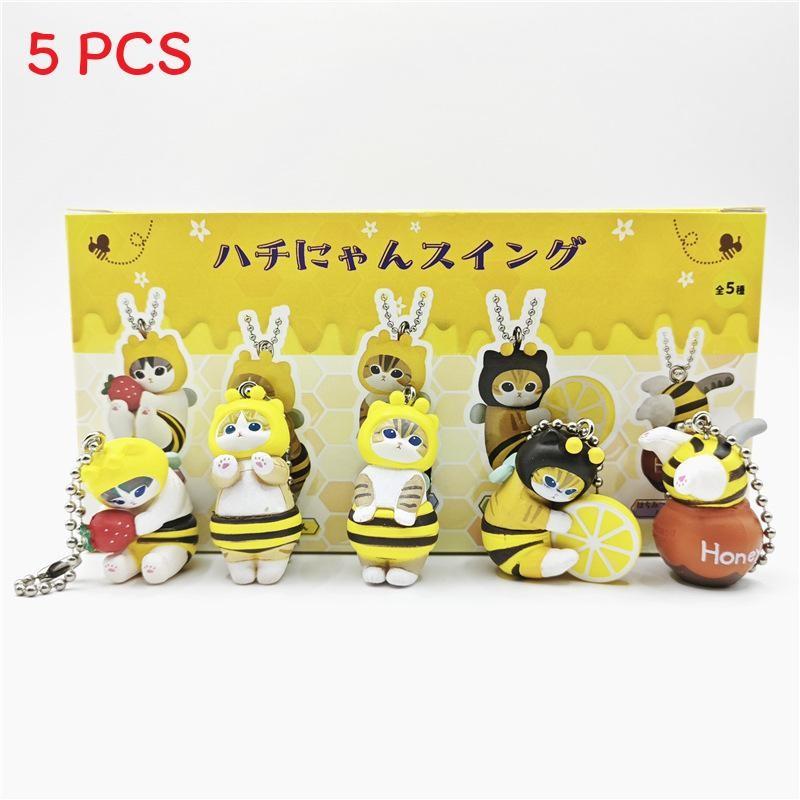Mofusand Bee Cat Pvc Mini Action Figure Model Collectible Keychain Kids Gift