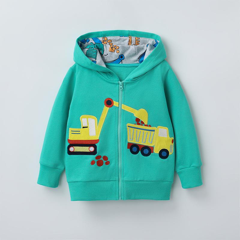 

Новая толстовка с капюшоном для мальчиков с мультяшной вышивкой - с длинным рукавом для осени/зимы 90cm (2-3Y) нефритовый/зелёный