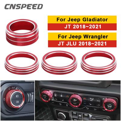 Car Headlight Air Conditioning Switch Knob Decoration Cove Center Console Button Trim For Jeep Wrangler Accessories JL JLU