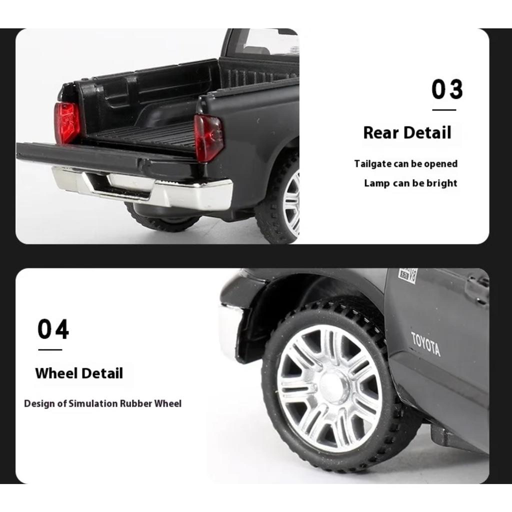 1/32 Toyota Tundra Off Road Pickup Truck Alloy Diecast Car Model Sound & Light Collectibles Children's Toys Birthday Gift Boys