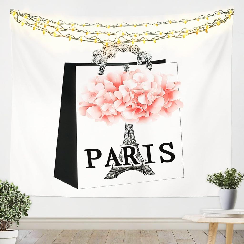Vintage Floral Book Stack Tapestry, Soft Pink Roses on Pastel Books Wall Hanging for Bedroom, Study & Cozy Aesthetic Decor