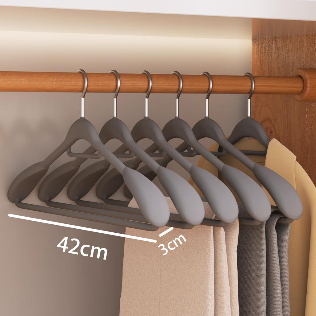 Household Wide Shoulder Seamless Hanger Coat Hanger Flocking Anti-Shoulder Angle Non-Slip Hanging Clothes Rack Wardrobe Storage Clothes Support