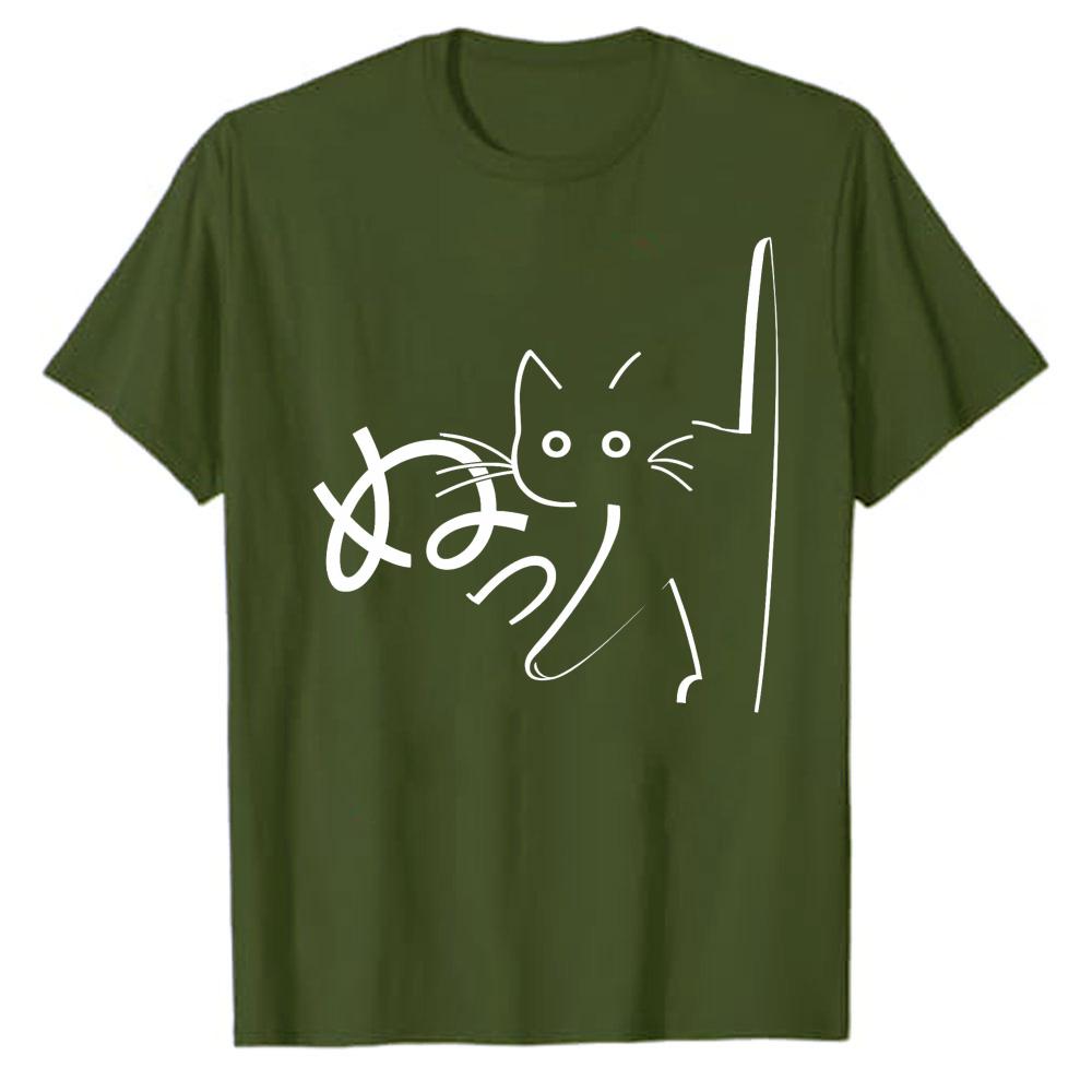 Neko Hiragana Cat Funny Japanese Minimalist Graphic TShirt Unisex Cat Lover Kawaii Casual Cotton Tee Gift Unisex Clothing Tops