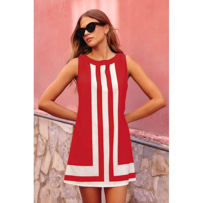 Casual Dress 2025 Europe and America Cross Border Summer New Arrival Women's Clothing Vacation Style Patchwork Sleeveless Casual Dress